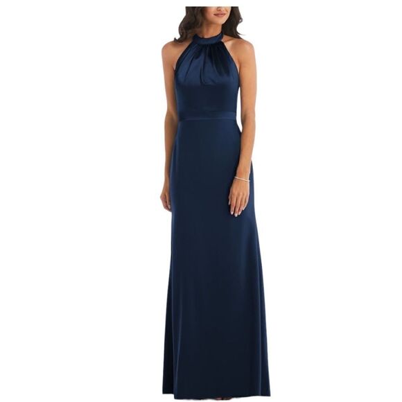 NWOT After Six Halter Neck Charmeuse & Crepe Gown Blue Dress Women Size 20 - Picture 1 of 13